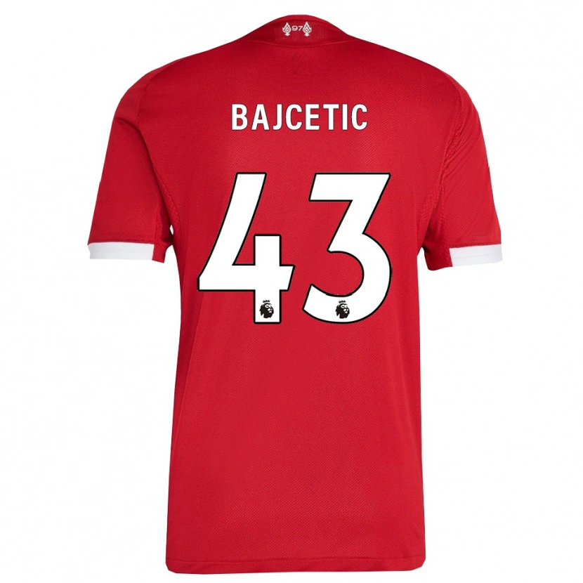 Danxen Kid Stefan Bajcetic #43 Red White Home Jersey 2025/26 T-Shirt