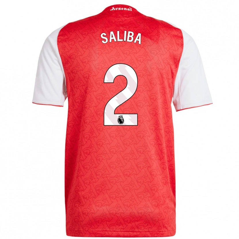 Danxen Kid William Saliba #2 Red White Home Jersey 2025/26 T-Shirt