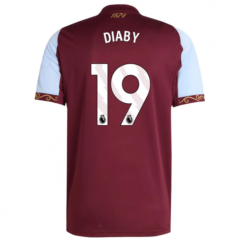 Danxen Kid Moussa Diaby #19 Burgundy Sky Blue Home Jersey 2025/26 T-Shirt