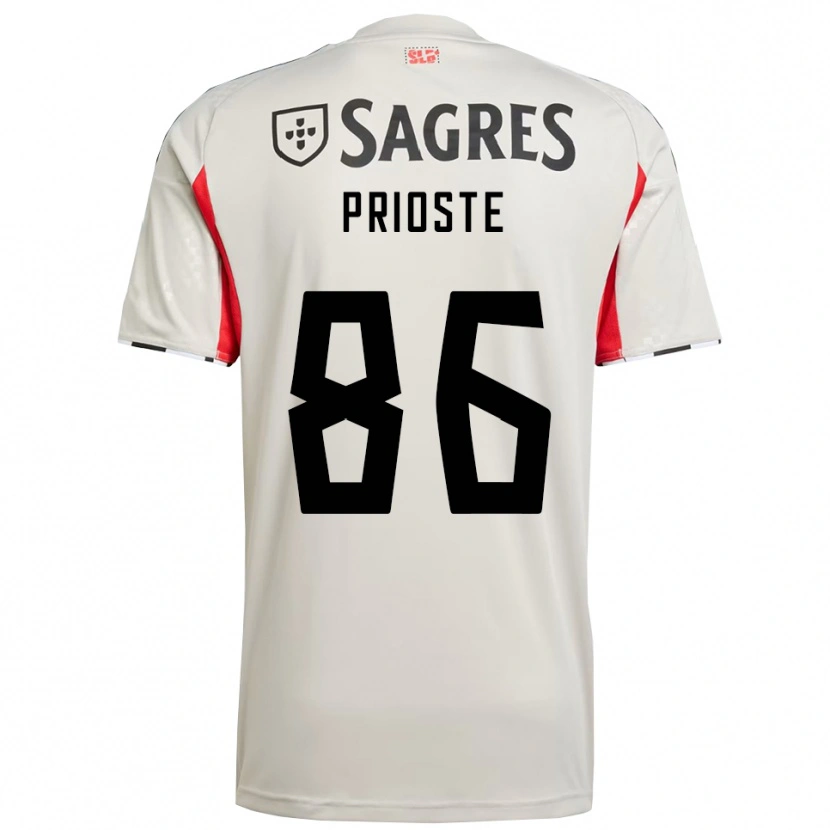 Danxen Kid Diogo Prioste #86 Off White Red Away Jersey 2025/26 T-Shirt