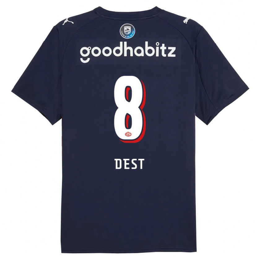 Danxen Kid Sergiño Dest #8 Navy White Away Jersey 2025/26 T-Shirt