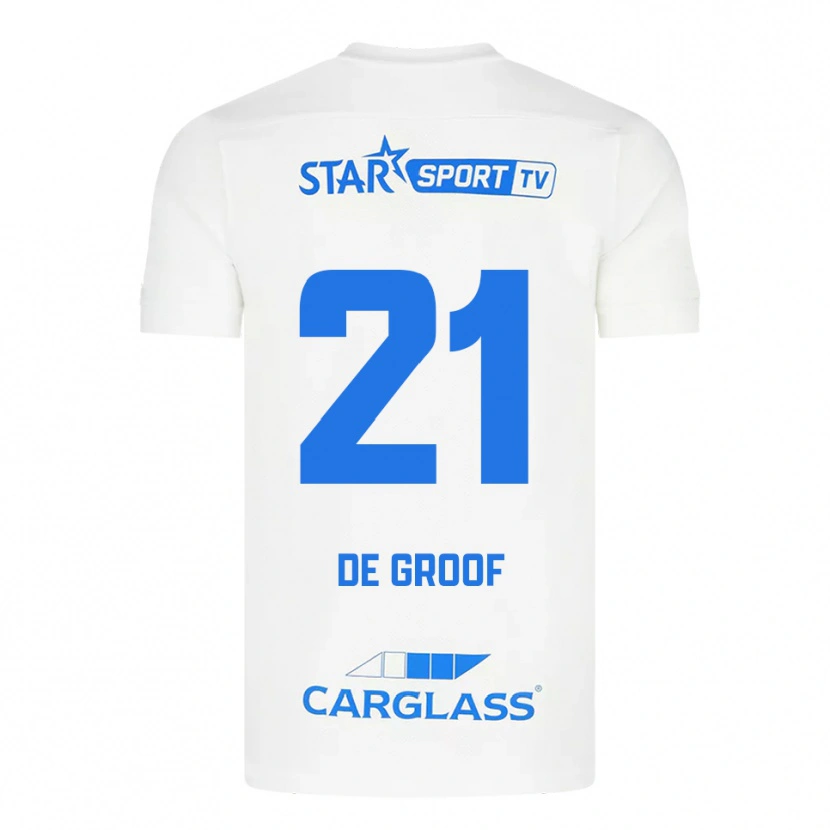 Danxen Kid Jens De Groof #21 White Blue Away Jersey 2025/26 T-Shirt