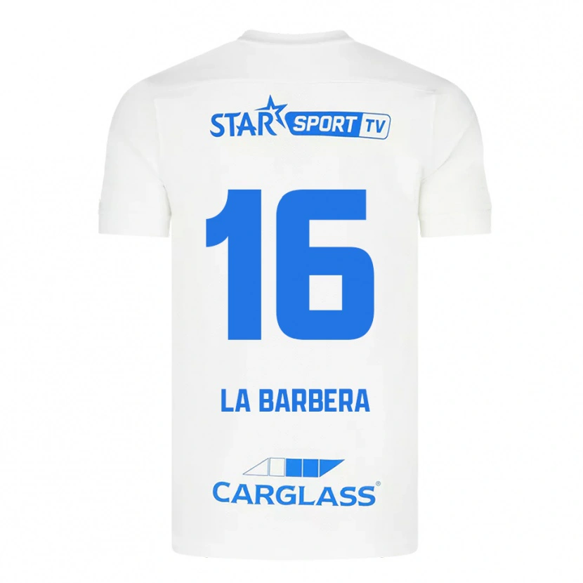 Danxen Kid Yonni La Barbera #16 White Blue Away Jersey 2025/26 T-Shirt