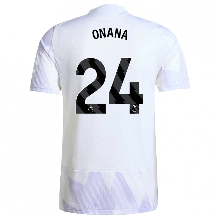 Danxen Kid André Onana #24 White Purple Purple Away Jersey 2025/26 T-Shirt