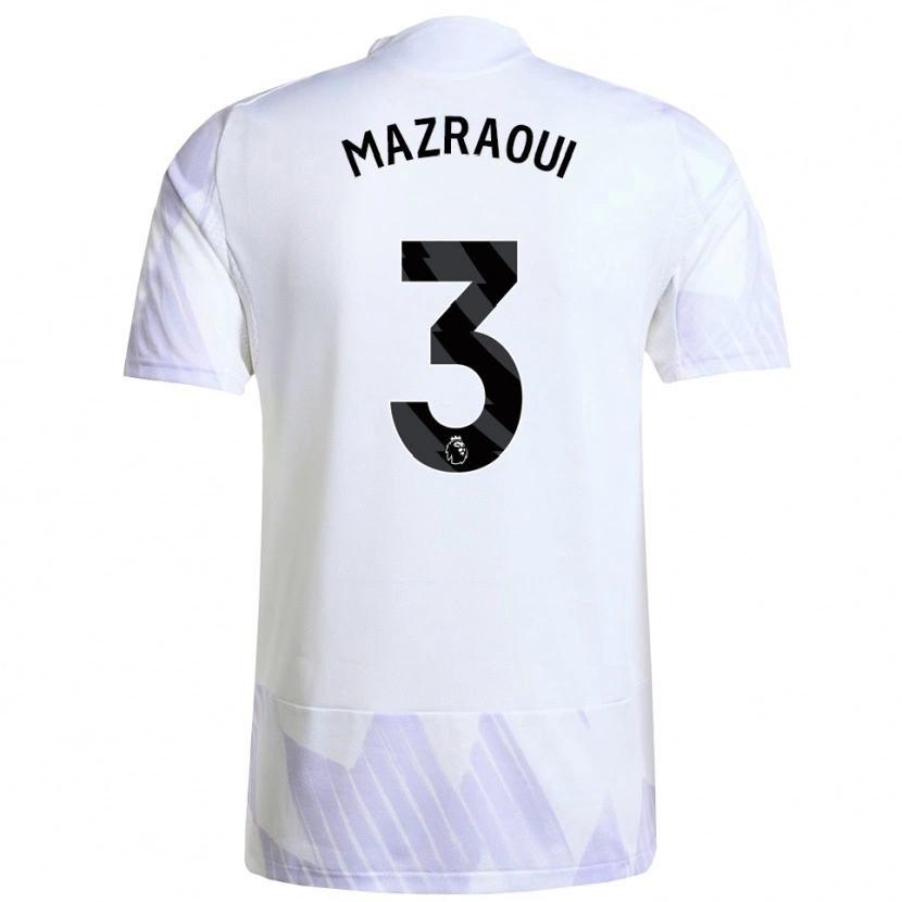 Danxen Kid Noussair Mazraoui #3 White Purple Purple Away Jersey 2025/26 T-Shirt