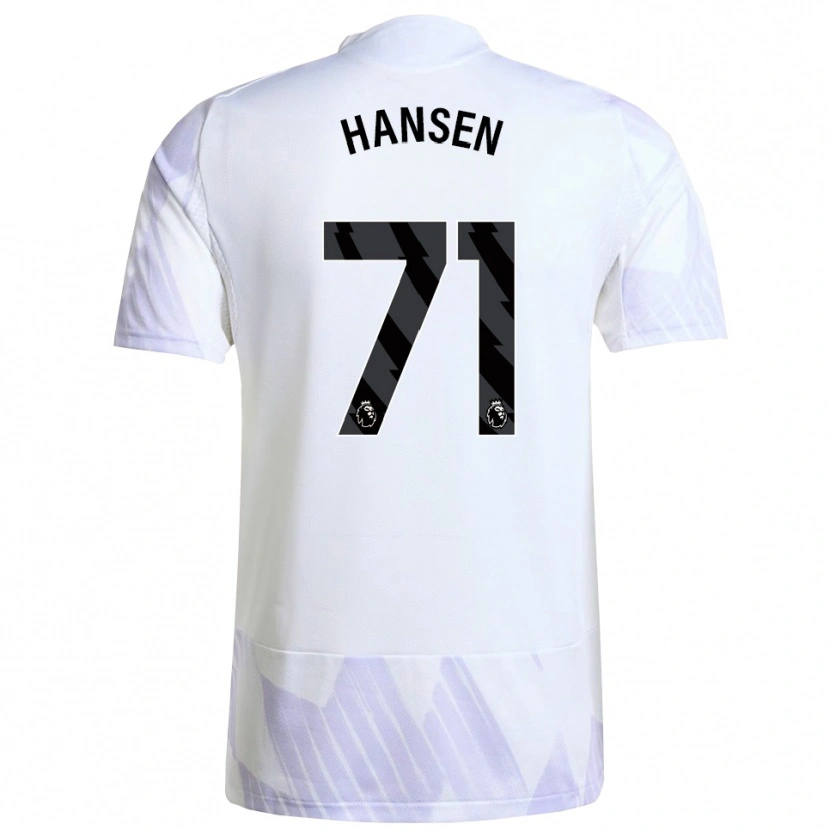 Danxen Kid Isak Hansen-Aaroen #71 White Purple Purple Away Jersey 2025/26 T-Shirt