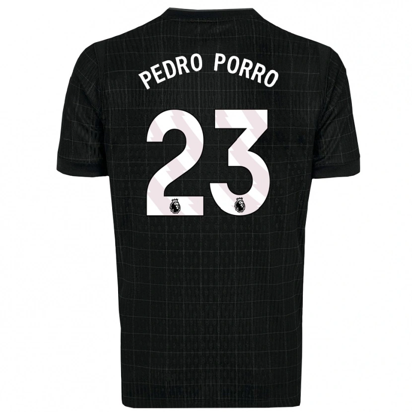 Danxen Kid Pedro Porro #23 Black Gray Away Jersey 2025/26 T-Shirt