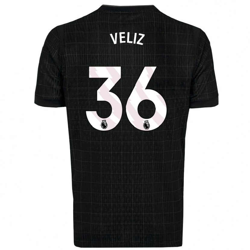 Danxen Kid Alejo Véliz #36 Black Gray Away Jersey 2025/26 T-Shirt