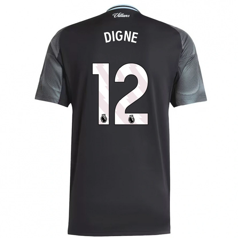 Danxen Kid Lucas Digne #12 Black Sky Blue Away Jersey 2025/26 T-Shirt