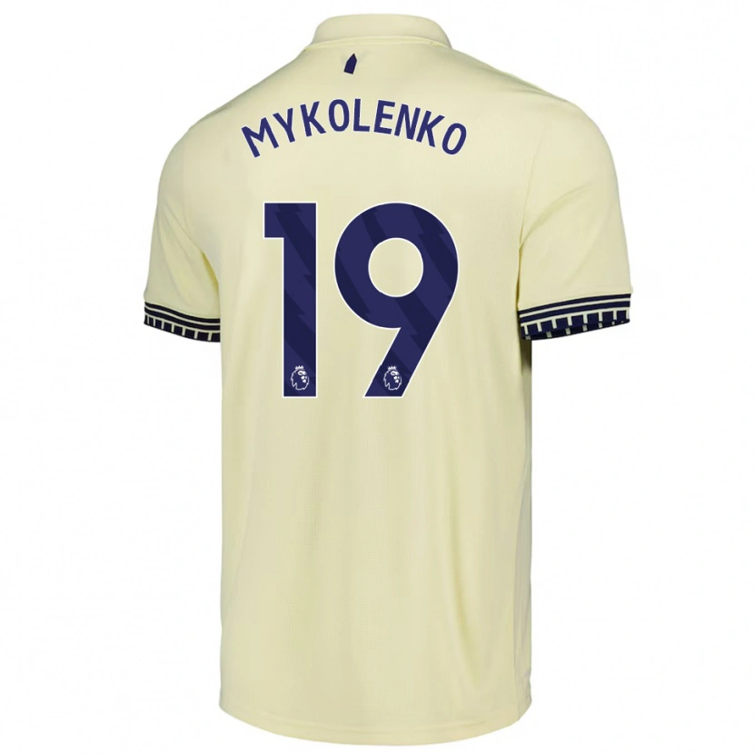 Danxen Kid Vitaliy Mykolenko #19 Off White Black Away Jersey 2025/26 T-Shirt