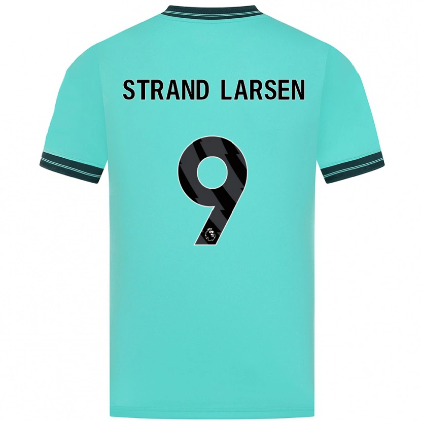 Danxen Kid Jørgen Strand Larsen #9 Sky Blue Green Away Jersey 2025/26 T-Shirt