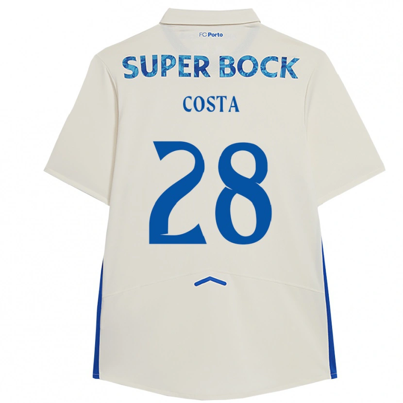 Danxen Kid Bruno Costa #28 White Blue Third Jersey 2025/26 T-Shirt