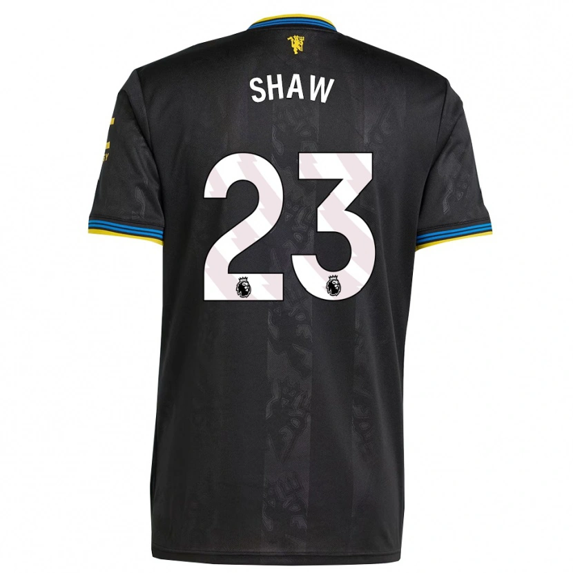 Danxen Kid Luke Shaw #23 Black Yellow Blue Third Jersey 2025/26 T-Shirt