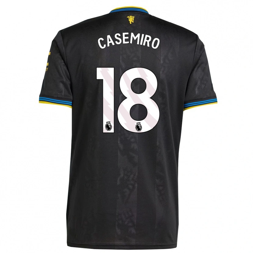 Danxen Kid Casemiro #18 Black Yellow Blue Third Jersey 2025/26 T-Shirt
