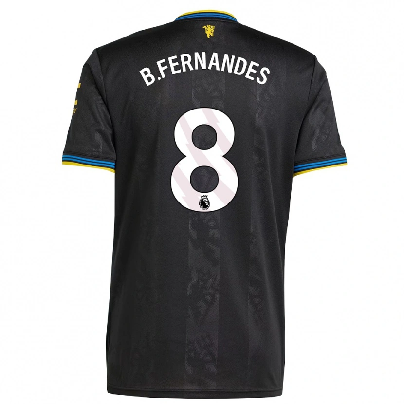 Danxen Kid Bruno Fernandes #8 Black Yellow Blue Third Jersey 2025/26 T-Shirt