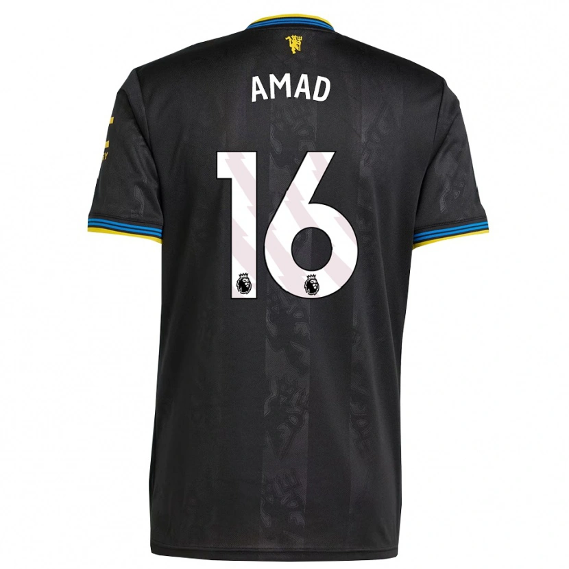 Danxen Kid Amad Diallo #16 Black Yellow Blue Third Jersey 2025/26 T-Shirt