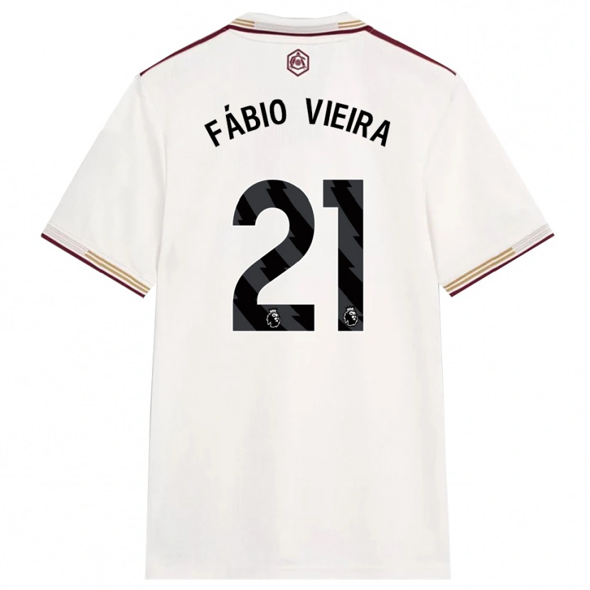 Danxen Kid Fábio Vieira #21 Off White Burgundy Third Jersey 2025/26 T-Shirt