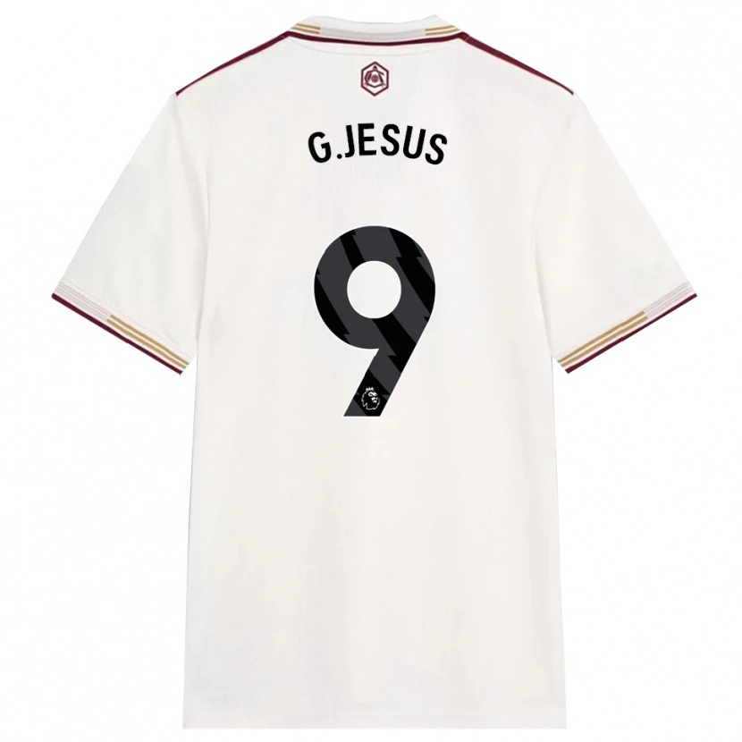 Danxen Kid Gabriel Jesus #9 Off White Burgundy Third Jersey 2025/26 T-Shirt