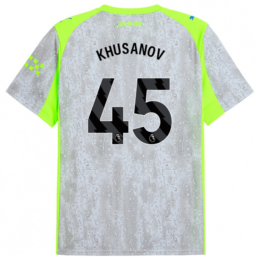 Danxen Kid Abdukodir Khusanov #45 Gray Yellow Third Jersey 2025/26 T-Shirt