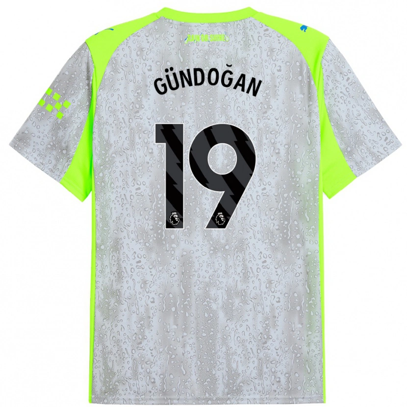 Danxen Kid İlkay Gündoğan #19 Gray Yellow Third Jersey 2025/26 T-Shirt