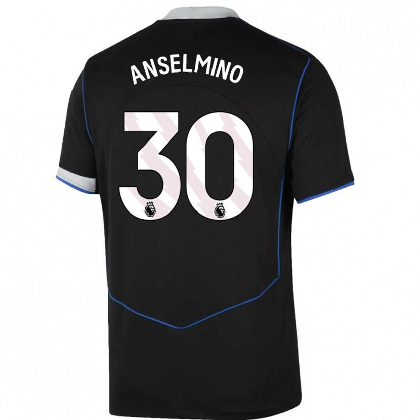 Danxen Kid Aarón Anselmino #30 Black Blue Silver Third Jersey 2025/26 T-Shirt