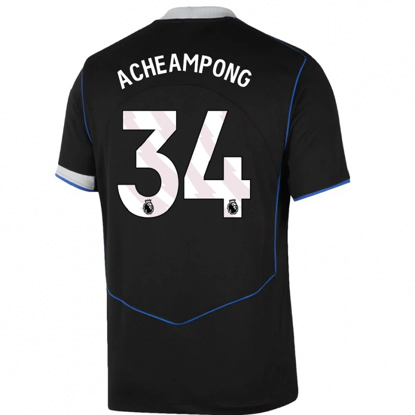Danxen Kid Josh Acheampong #34 Black Blue Silver Third Jersey 2025/26 T-Shirt