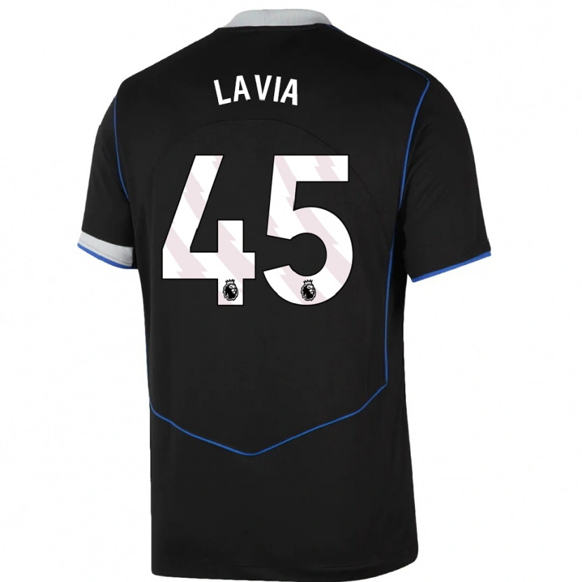Danxen Kid Roméo Lavia #45 Black Blue Silver Third Jersey 2025/26 T-Shirt