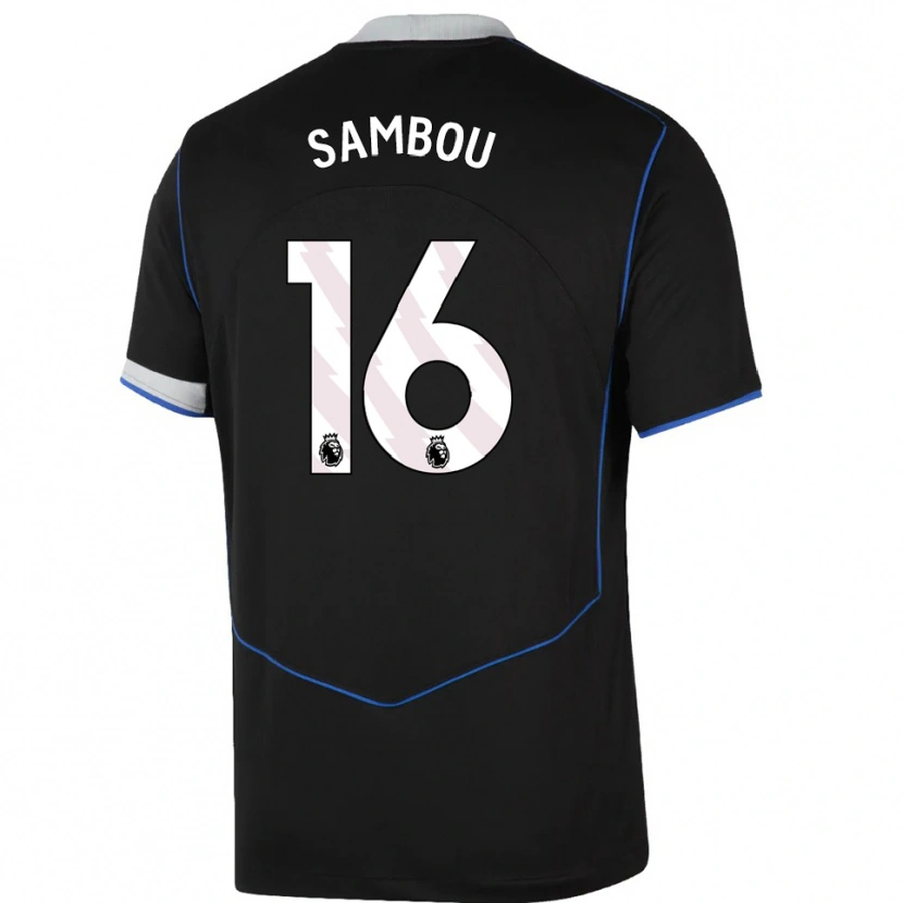 Danxen Kid Gabriel Sambou #16 Black Blue Silver Third Jersey 2025/26 T-Shirt