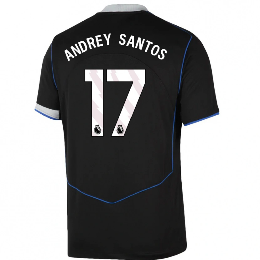 Danxen Kid Andrey Santos #17 Black Blue Silver Third Jersey 2025/26 T-Shirt