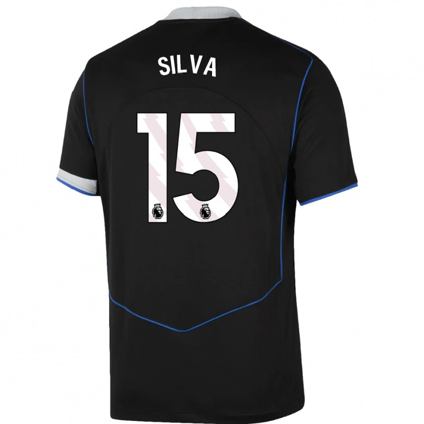 Danxen Kid Isaac Silva #15 Black Blue Silver Third Jersey 2025/26 T-Shirt