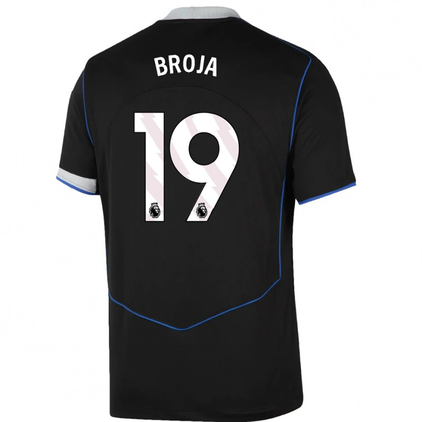 Danxen Kid Armando Broja #19 Black Blue Silver Third Jersey 2025/26 T-Shirt