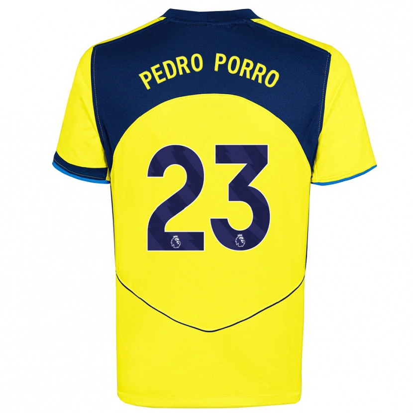 Danxen Kid Pedro Porro #23 Yellow Navy Third Jersey 2025/26 T-Shirt