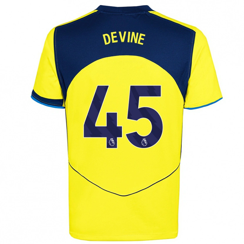 Danxen Kid Alfie Devine #45 Yellow Navy Third Jersey 2025/26 T-Shirt