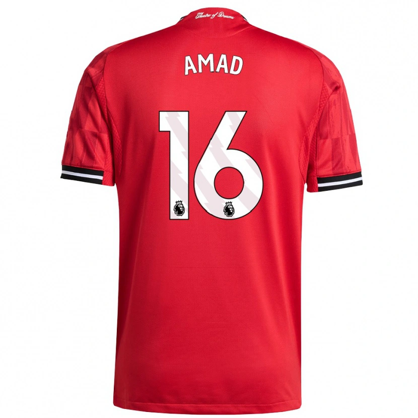 Danxen Men Amad Diallo #16 Red Black White Home Jersey 2025/26 T-Shirt