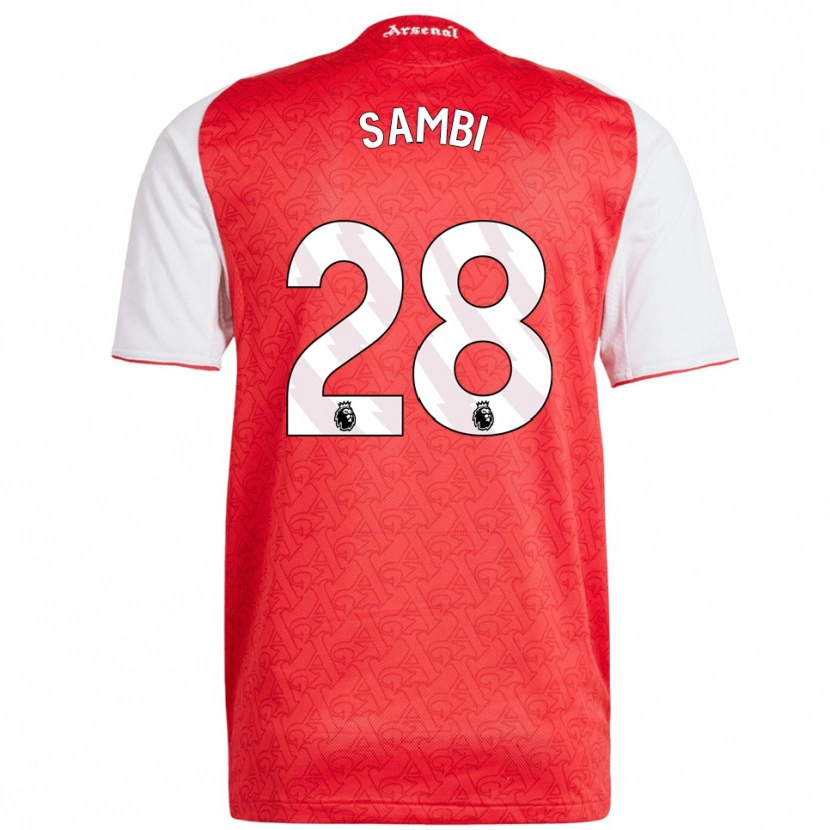 Danxen Men Albert Sambi Lokonga #28 Red White Home Jersey 2025/26 T-Shirt
