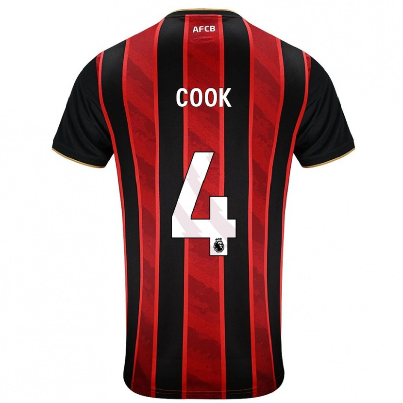 Danxen Men Lewis Cook #4 Red Black Home Jersey 2025/26 T-Shirt
