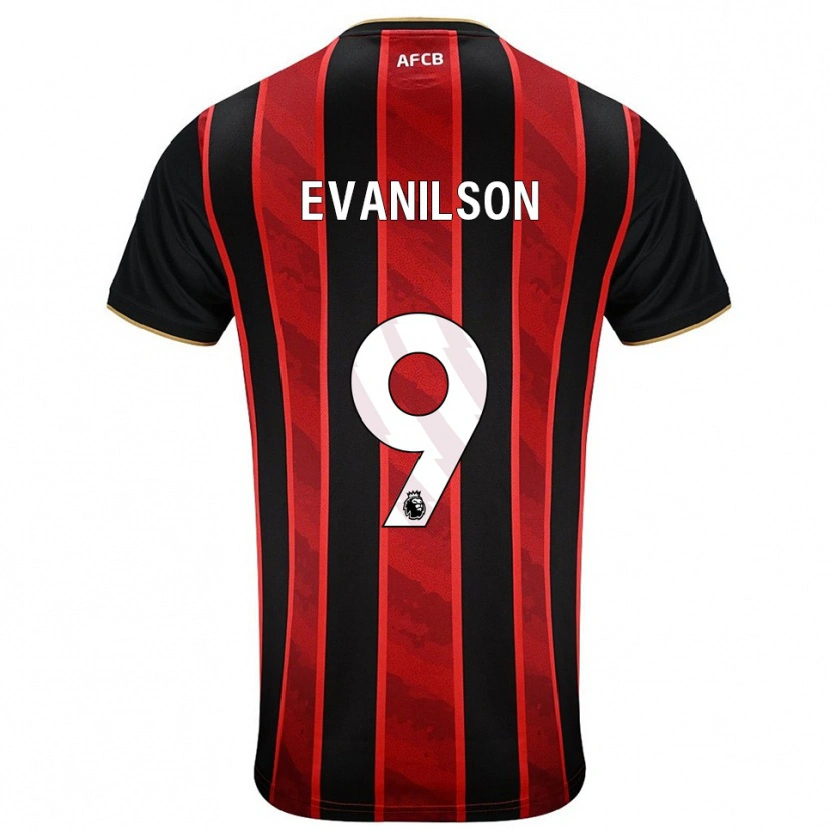 Danxen Men Evanilson #9 Red Black Home Jersey 2025/26 T-Shirt