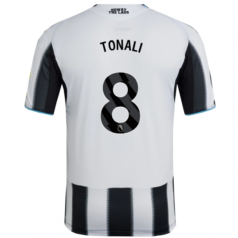 Danxen Men Sandro Tonali #8 Black White Home Jersey 2025/26 T-Shirt
