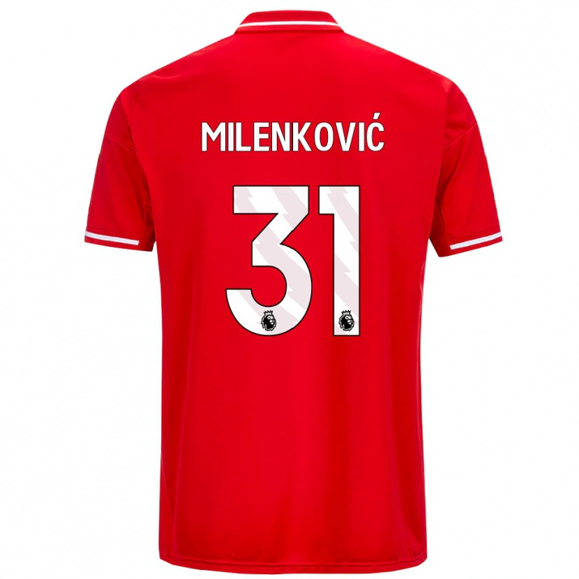 Danxen Men Nikola Milenković #31 Red White Home Jersey 2025/26 T-Shirt