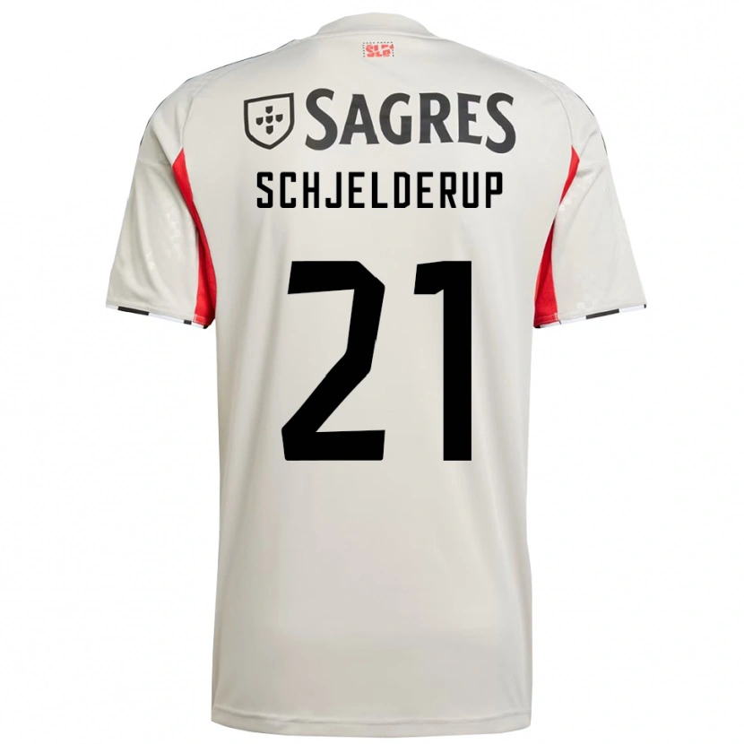 Danxen Men Andreas Schjelderup #21 Off White Red Away Jersey 2025/26 T-Shirt