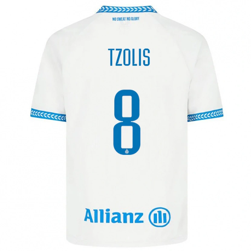 Danxen Men Christos Tzolis #8 Blue White Away Jersey 2025/26 T-Shirt