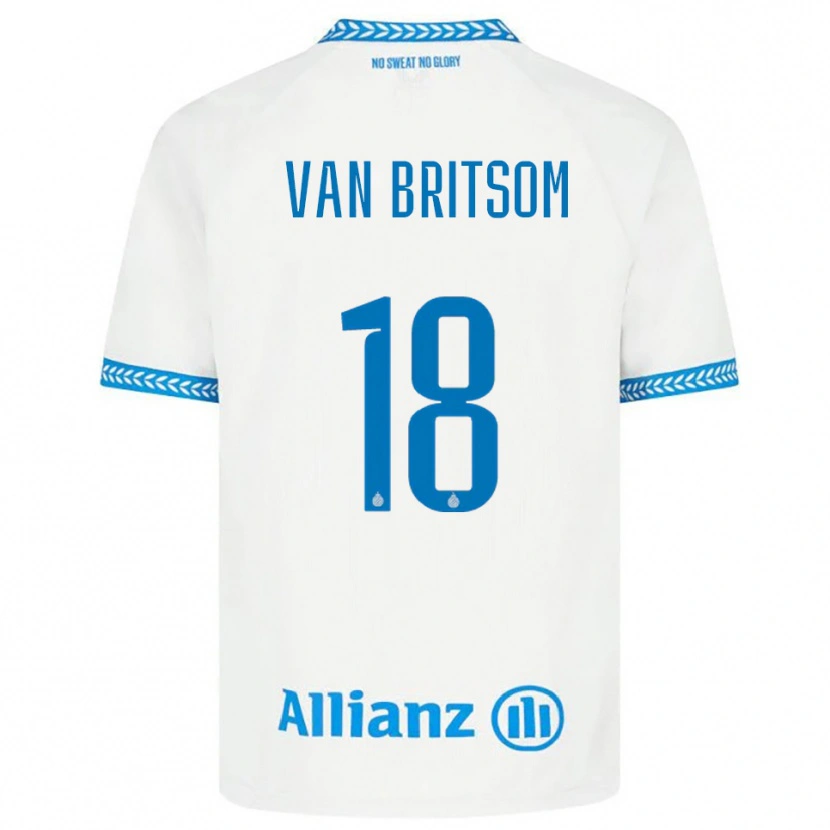 Danxen Men Jakke Van Britsom #18 Blue White Away Jersey 2025/26 T-Shirt