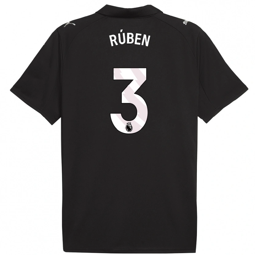 Danxen Men Rúben Dias #3 Black White Away Jersey 2025/26 T-Shirt