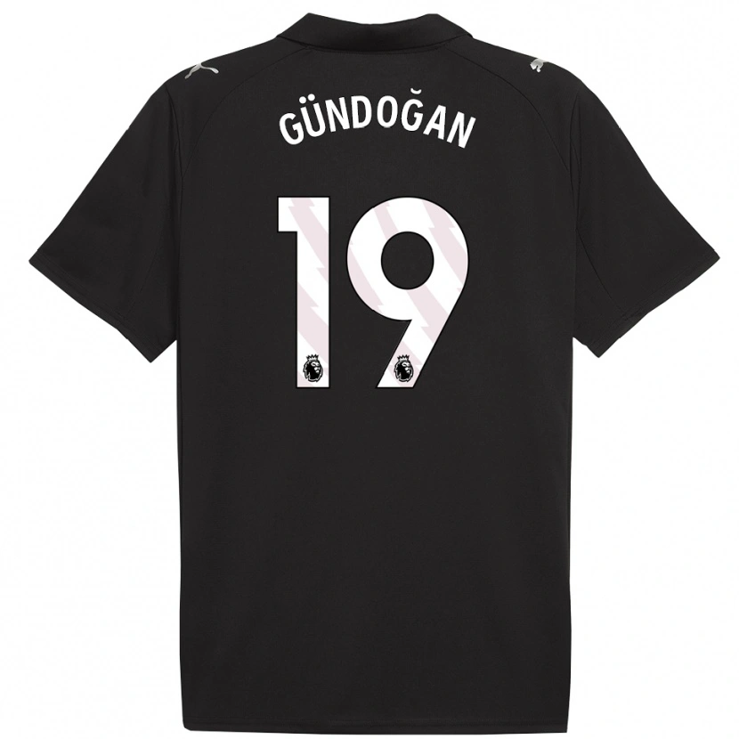 Danxen Men İlkay Gündoğan #19 Black White Away Jersey 2025/26 T-Shirt