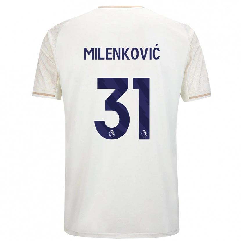 Danxen Men Nikola Milenković #31 Off White Black Away Jersey 2025/26 T-Shirt