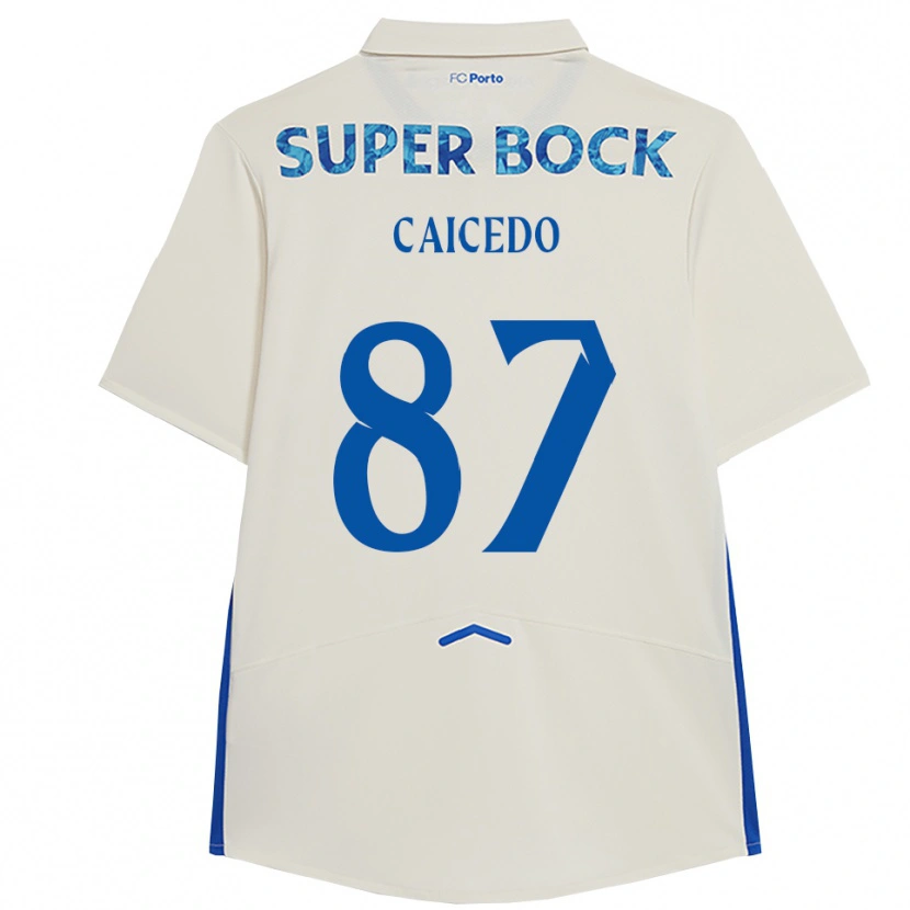 Danxen Men Brayan Caicedo #87 White Blue Third Jersey 2025/26 T-Shirt