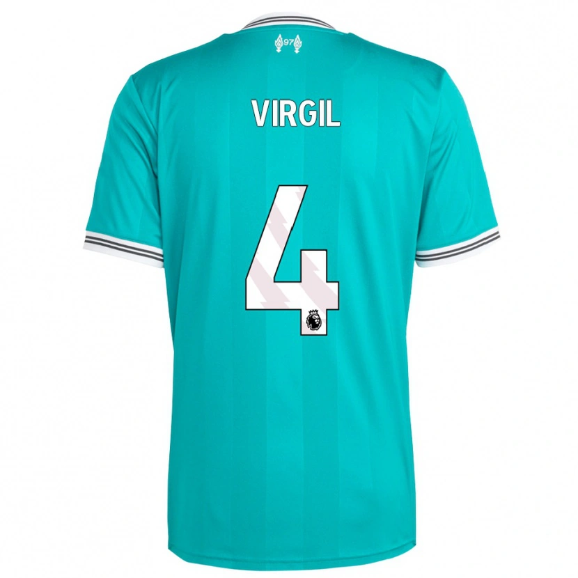 Danxen Men Virgil Van Dijk #4 Green White Third Jersey 2025/26 T-Shirt