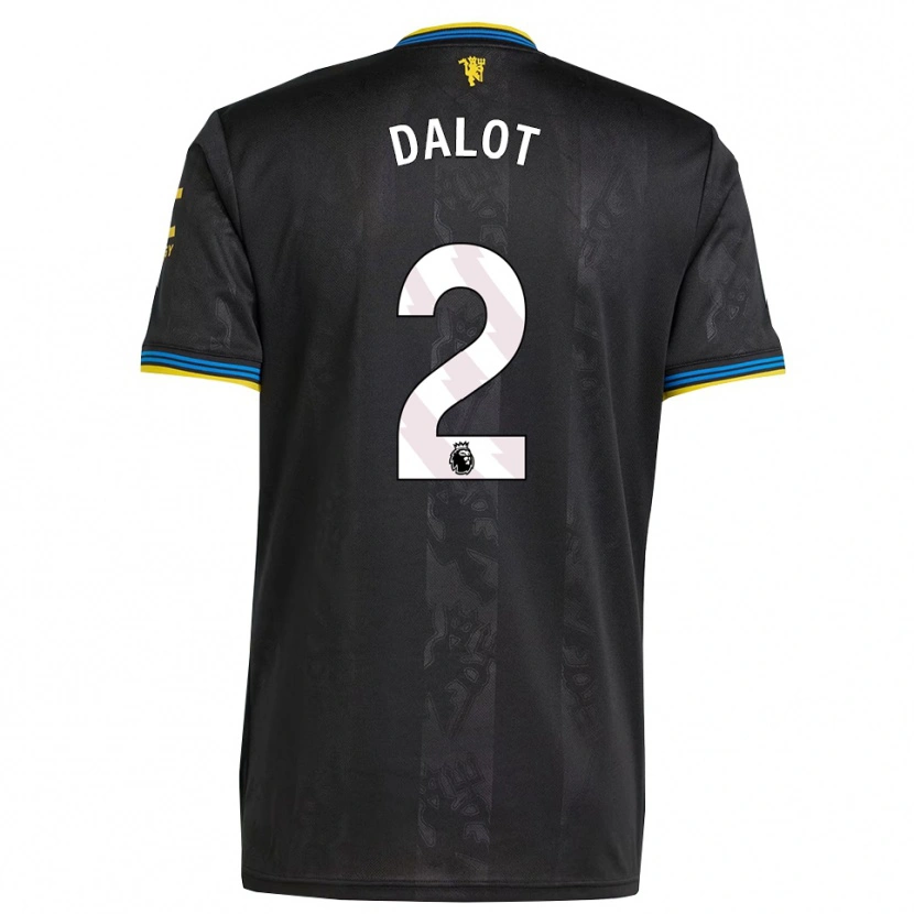 Danxen Men Diogo Dalot #2 Black Yellow Blue Third Jersey 2025/26 T-Shirt