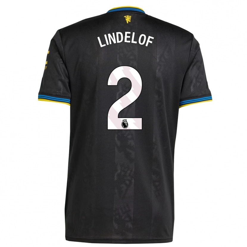 Danxen Men Victor Lindelof #2 Black Yellow Blue Third Jersey 2025/26 T-Shirt