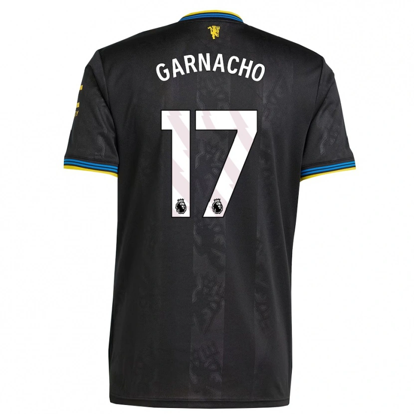 Danxen Men Alejandro Garnacho #17 Black Yellow Blue Third Jersey 2025/26 T-Shirt